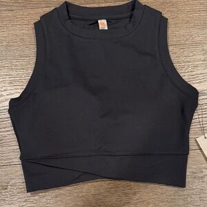 Mono B Black Sleeveless Crop Top